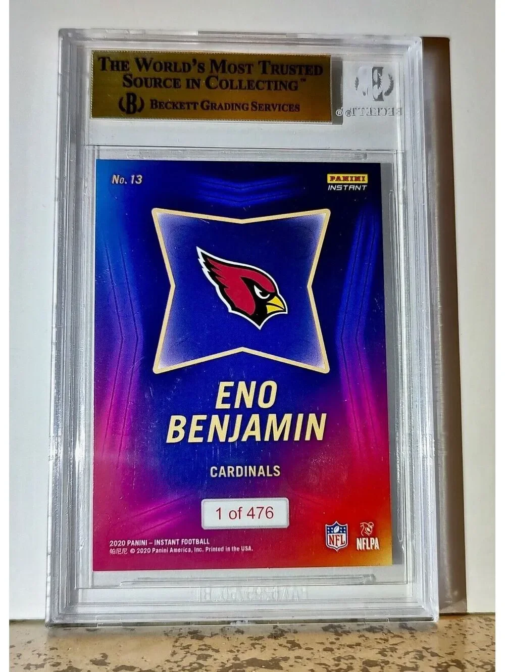 Eno Benjamin 2020 Panini NFL #13 Draft Rookie 1 of 476 BGS 9.5 Gem Cardinals
